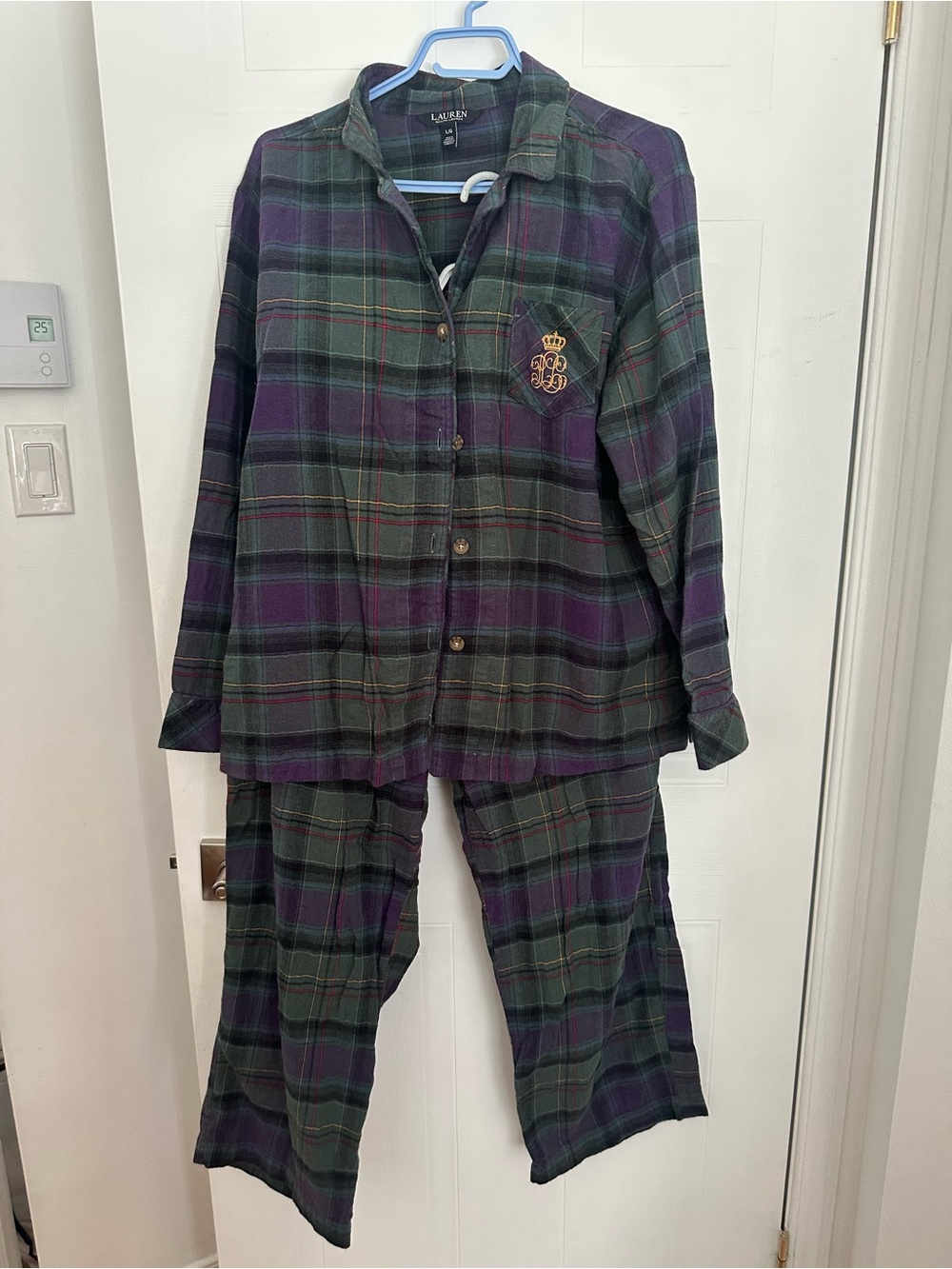 Lauren Ralph Lauren Green & Purple Plaid Pajama Set
